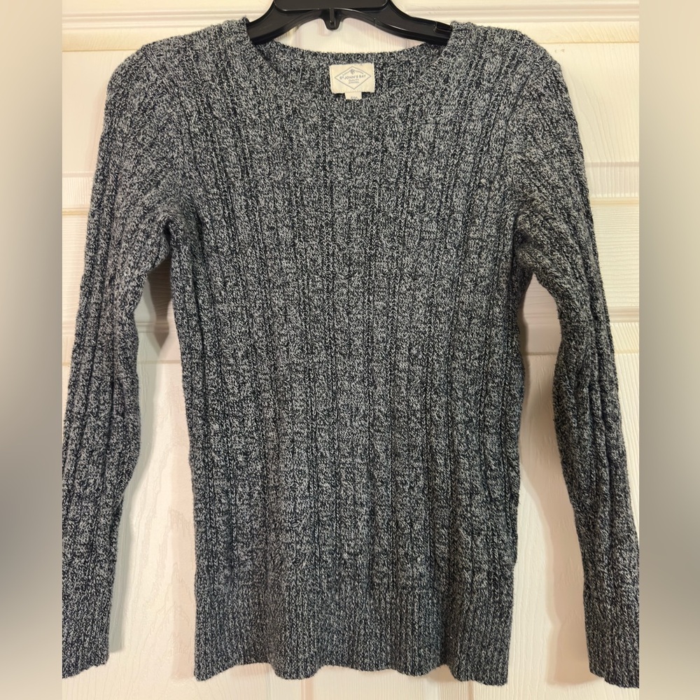 St. John's Bay Friends Rachel Greene Gray Cable Knit Cotton Blend Sweater Size M